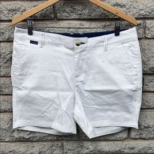 Columbia PFG White Shorts with Navy Logo Tag